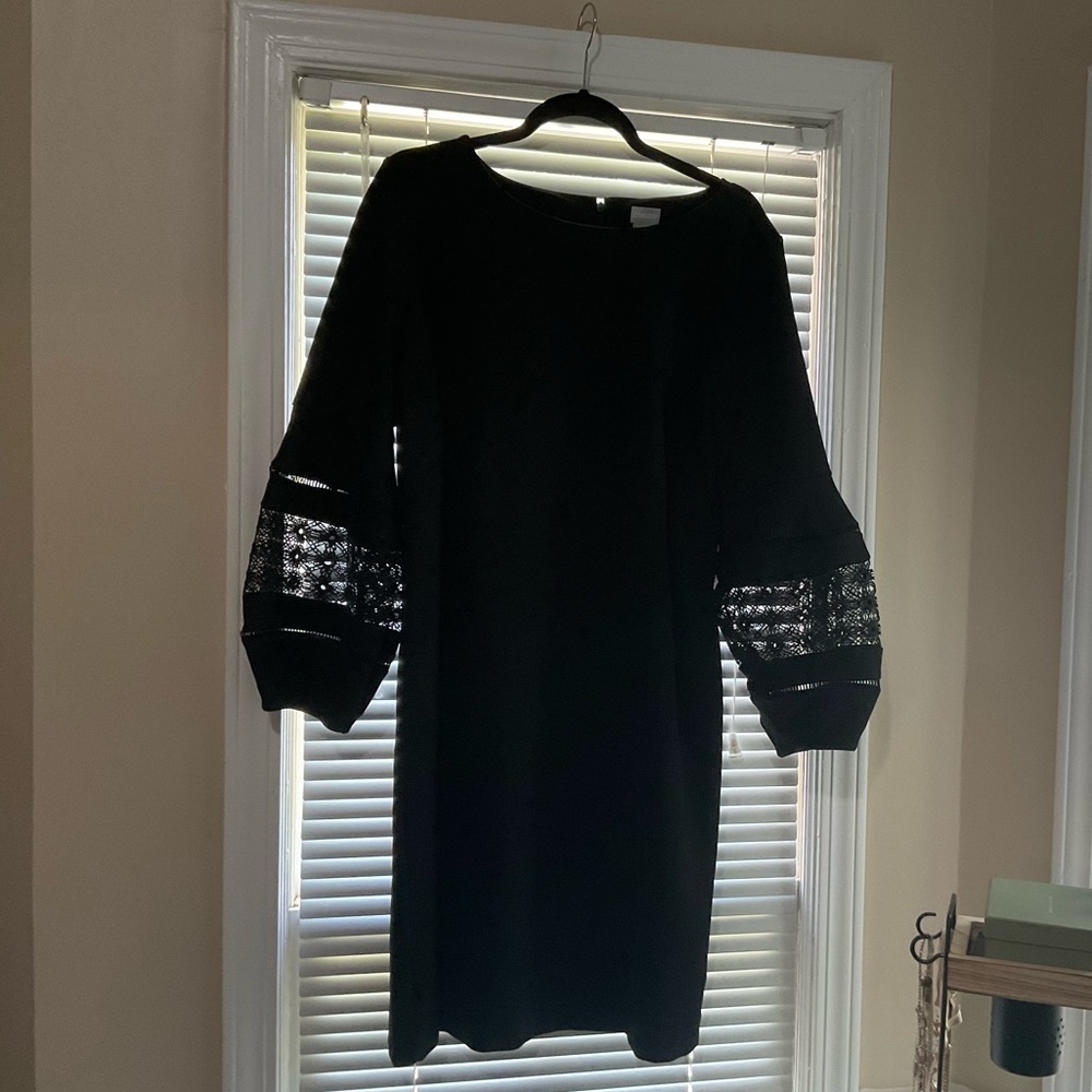 Chico’s Black chic sleeve point dress; new with tags;non-smoking home
